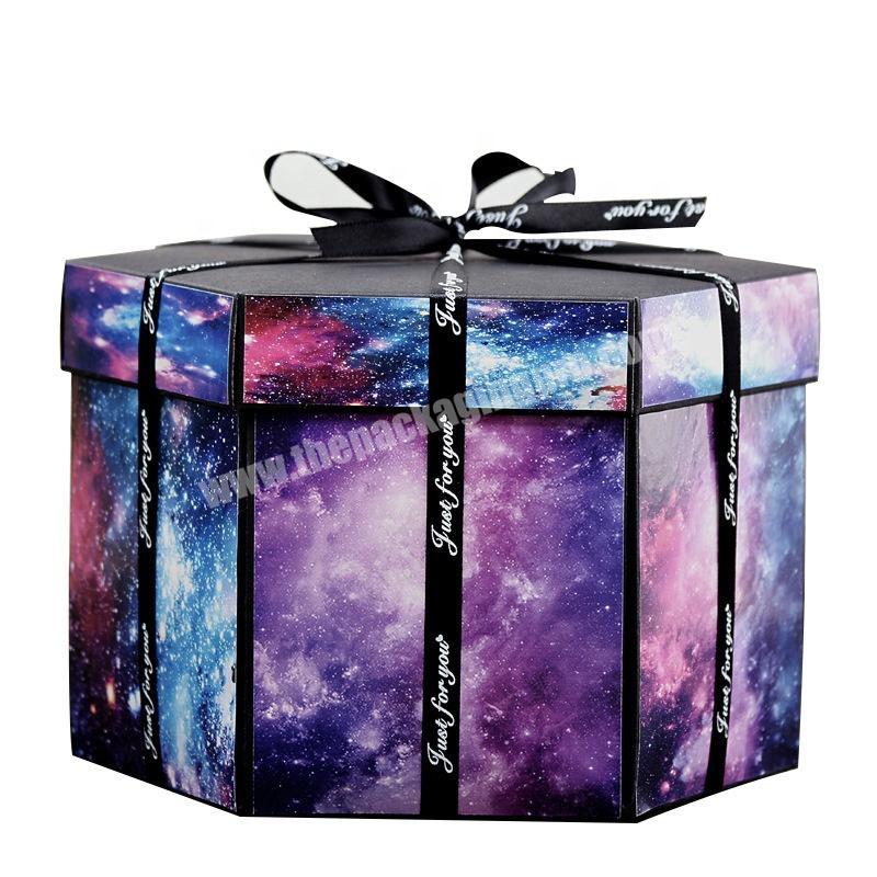 Amazon Hot Selling DIY Hexagon Surprise Explosion Paper Box Gift Packaging