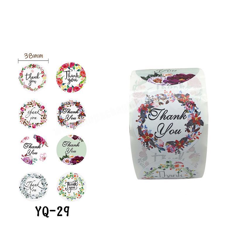 Amazon Removable Waterproof Flower Printed Stickers PVC Label 300 PCS Roll Can Customized Accespt Stickers