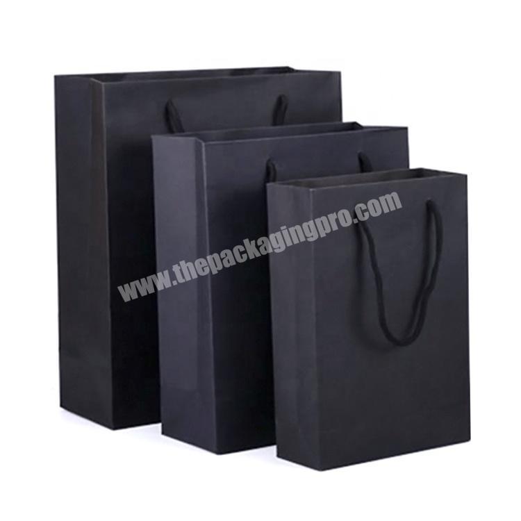Apparel Shopping Black Craft Paper Shopping Bag For Garment