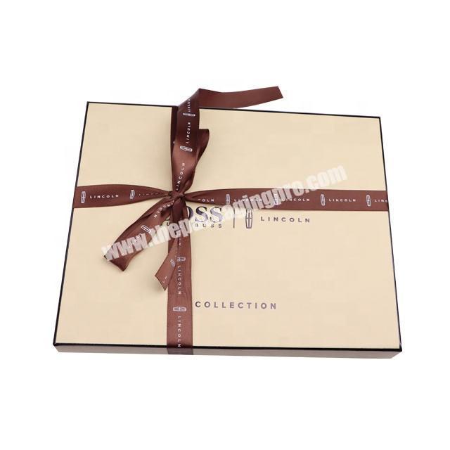 Art paper packaging gift box with ribbon can print LOGO luxury packaging box