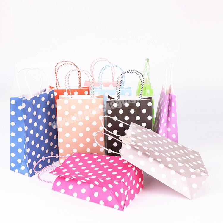 Assorted color polka dot printing craft gift packaging bag kraft paper bag for shopping