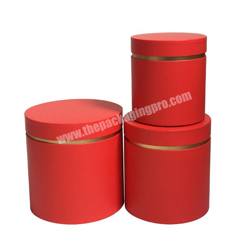 Available from Stock 2020 New Design set of 3 RED Round Flower Drum Boxes Rose Flower Box for Fresh Flower Florist Decorative
