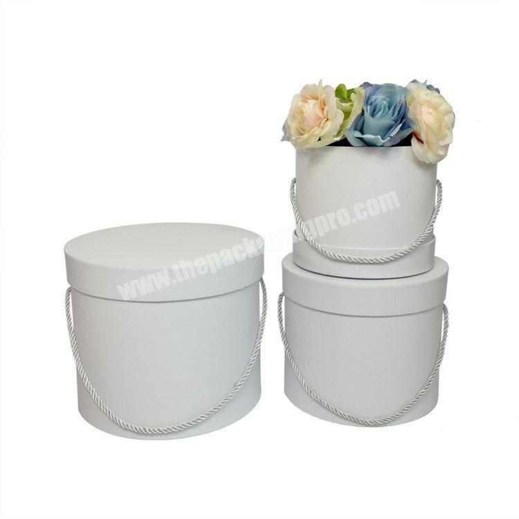 Available from Stock Hot Sale Cylinder Florist Portable Box WHITE Round Flower Hat Box Flower Gift Box sets of 3