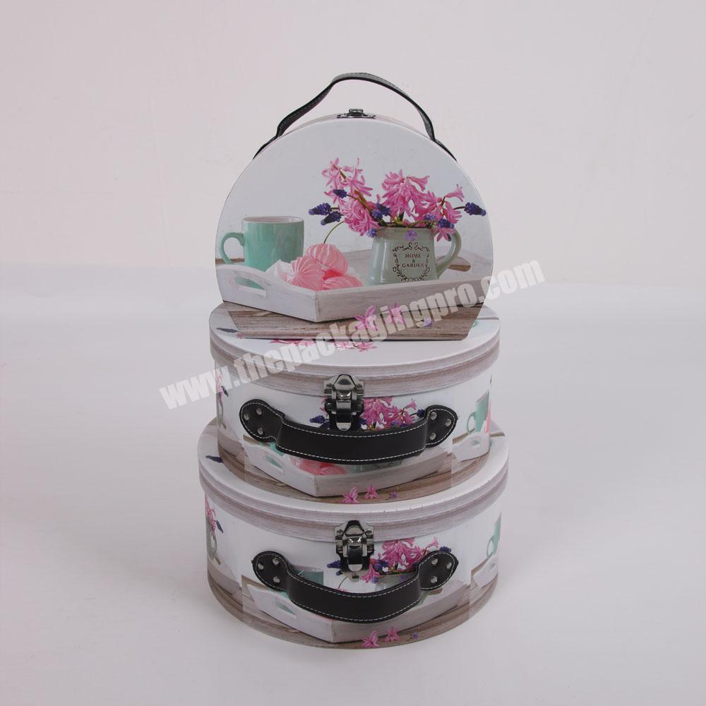 Supplier Baby Toy Cardboard Small Suitcase Boxes With Handle 3PCS Set