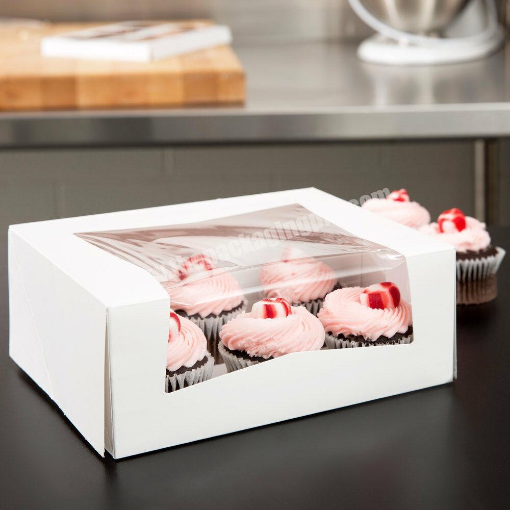 Bakery Cupcake Chocolate Role Cake Packaging White Kraft Clear Top Pastry Box