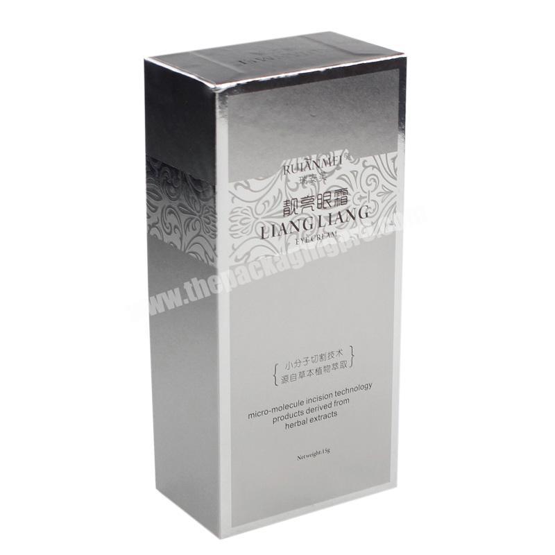 Basic Lid-off Polishing Silver Cardboard Cosmetic Cream Packaging Box