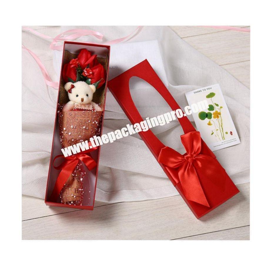 Bear Gift With Window Lid Biodegradable Packaging Favour Wedding Single long stem rose box Box