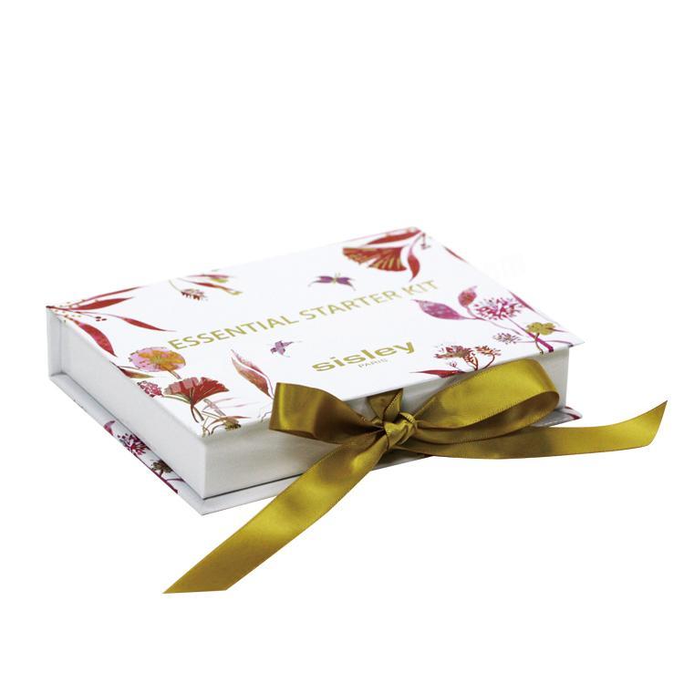 Beaury custom LOGO Rigid cardboard Paper cosmetics packaging boxes with ribbon