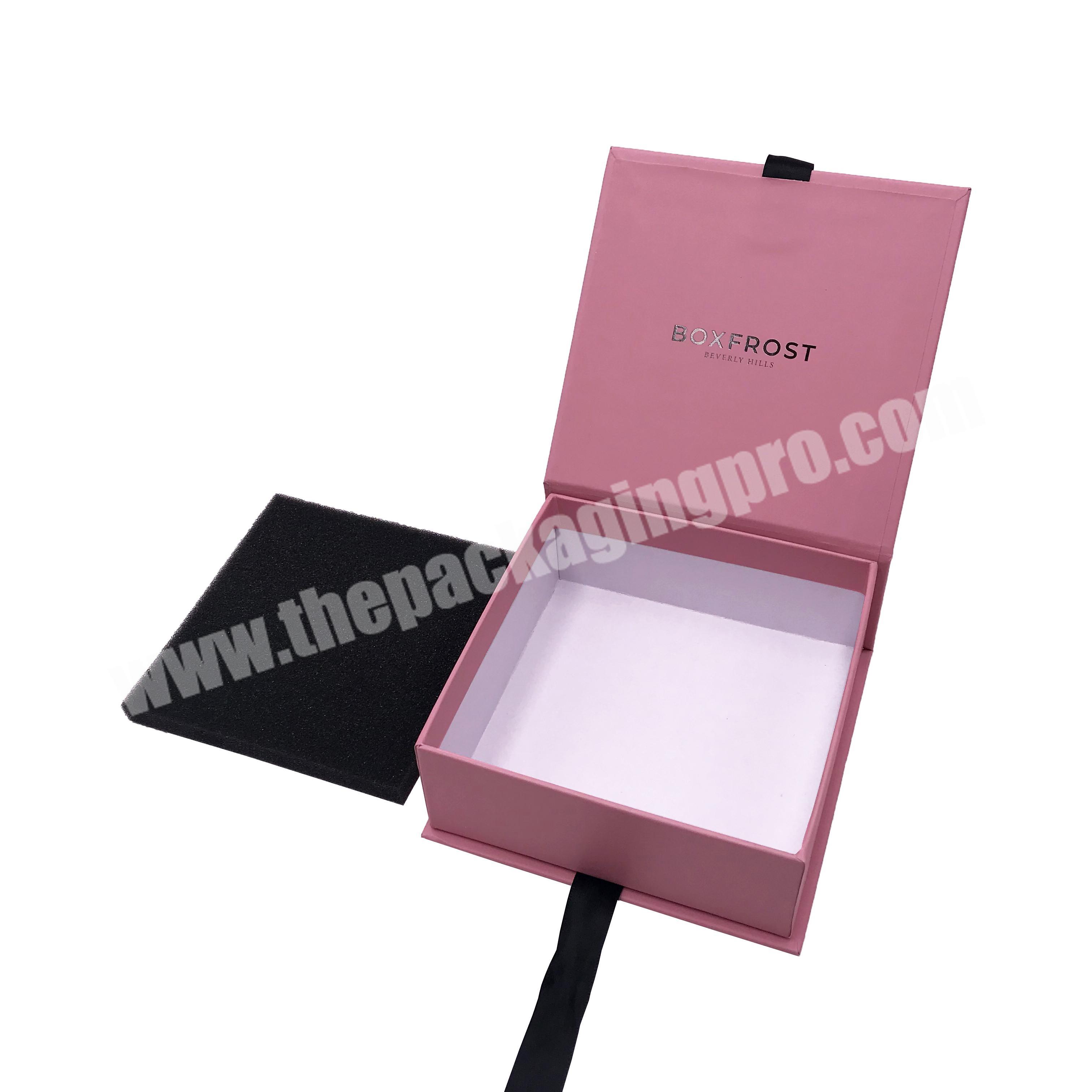 Beautiful gift box with compartment custom ribbon logo matchbox packaging