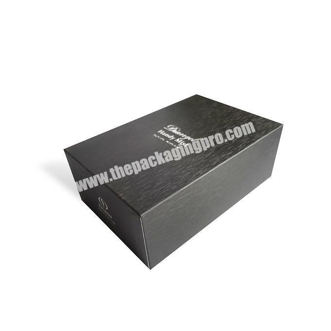 Beautiful Matte Black Textured Gift Box, Silver Printing Paper Box Package