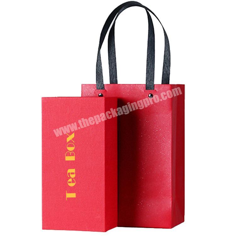 Beauty Golsd hot stamping LOGO Tea packaging paper box and paper bag set