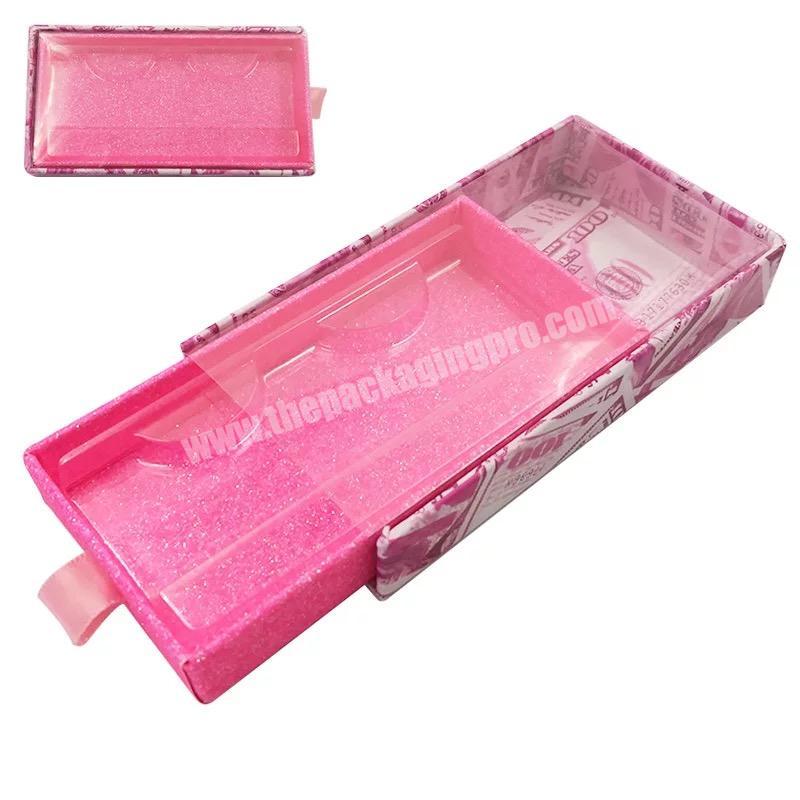 Beheart 1 Pair Custom Eyelashes Personalized Empty Container Hot Pink Drawer Eyelash Boxes Packaging Box