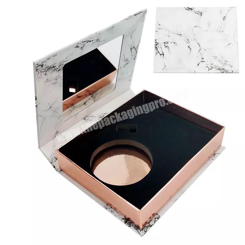 Beheart 1 Pairs Logo Printed Private Label Magnetic Pink Marabled Empty Eyelash Boxes Packaging Box With Mirror