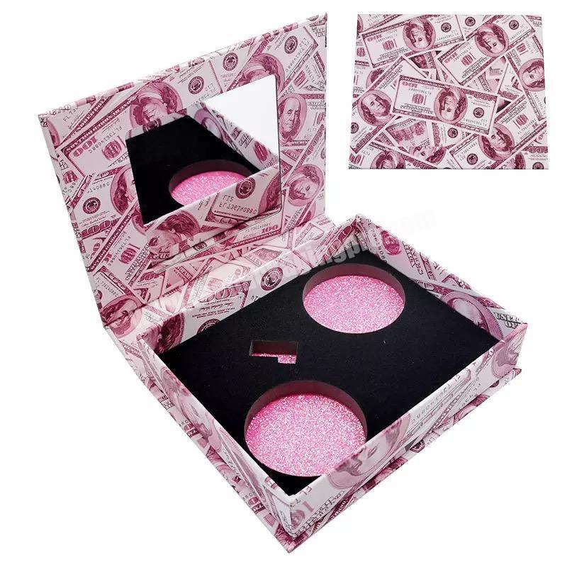 Beheart 2 Pairs Money Eco Friendly Magnetic Private Label Mink Eyelashes And Custom Boxes Packaging Box Mirror