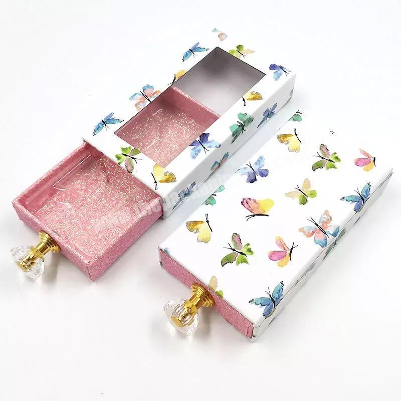 Beheart Clear Window Custom Wholesales New Butterfly-Paper False Eyelash Eyelashes Packaging Drawer Box