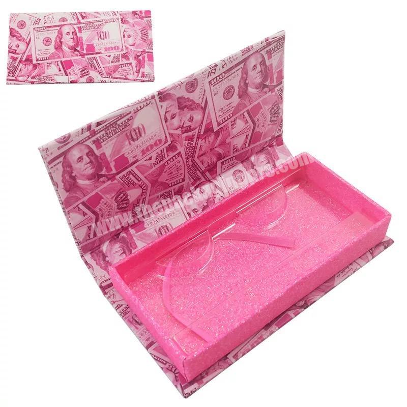 Beheart Custom 1 Pack Paper Eyelash Vendor Customized Packing Boxes Pink Money Sign Packaging Box Case