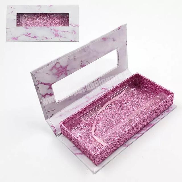 Beheart Custom Display Selection Pink White Rose Gold Eyelashes Package Marble Lashes Extension Magnetic Eyelash Packaging Box
