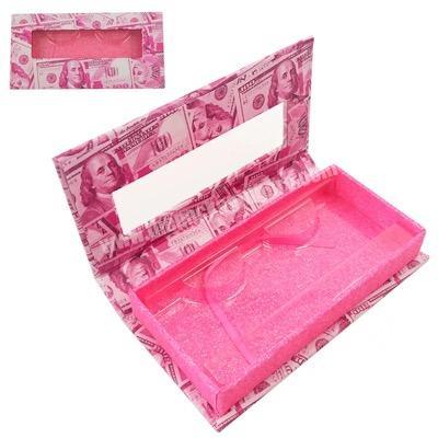 Beheart Customized Logo Luxury Fancy Pink Money Mink Personalised Clear Boxes Eyelash Packaging For Eyelashes Box