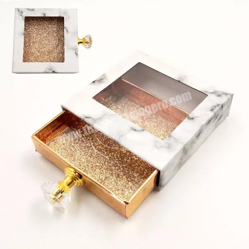 Beheart Elegant Luxury Eco Friendly Square Window Marble Eyelash Multipack Drawer Box Boxes