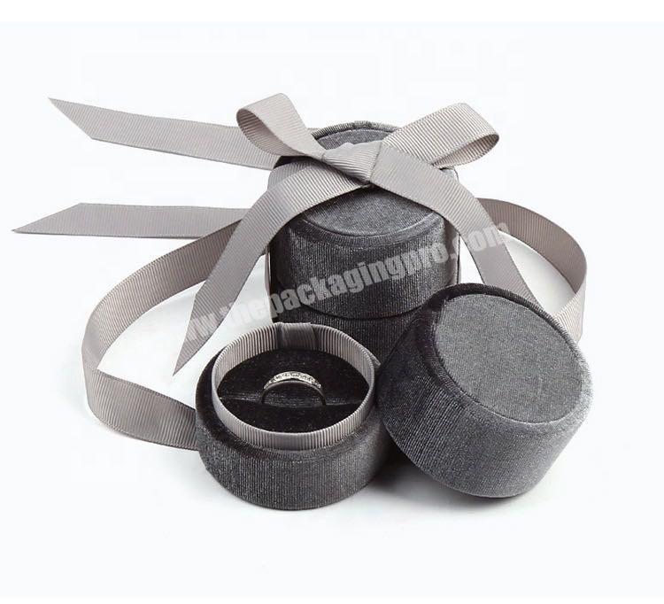 BeHeart Less Price Beauty Beheart-Butterfly Ribbon Ropes Case Gray Cylinder Corduroy Jewelry Boxes Small Ring Sweet Girls Gift Box