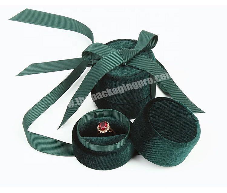 BeHeart Less Price Beauty Beheart-Butterfly Ribbon Ropes Case Green Cylinder Corduroy Jewelry Boxes Small Ring Sweet Girls Gift Box