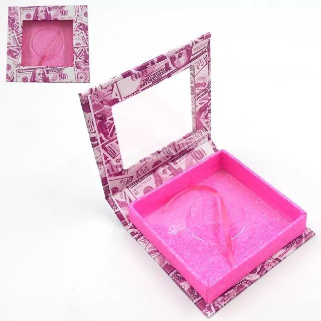 Beheart Private Logo Paper Eyelashes Pink Big Square Window Eyelash Book Packaging Box