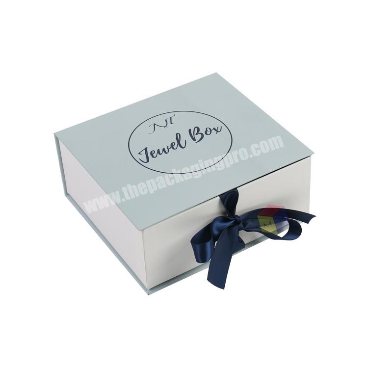 bespoke custom logo square cardboard gift box with ribbon