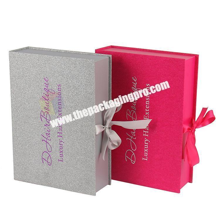 bespoke foil logo sliver glitter hair packaging shinning paper box