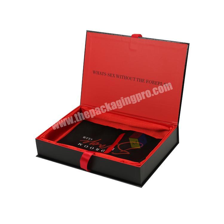 bespoke logo rigid cardboard luxury gift box with ribbon closure