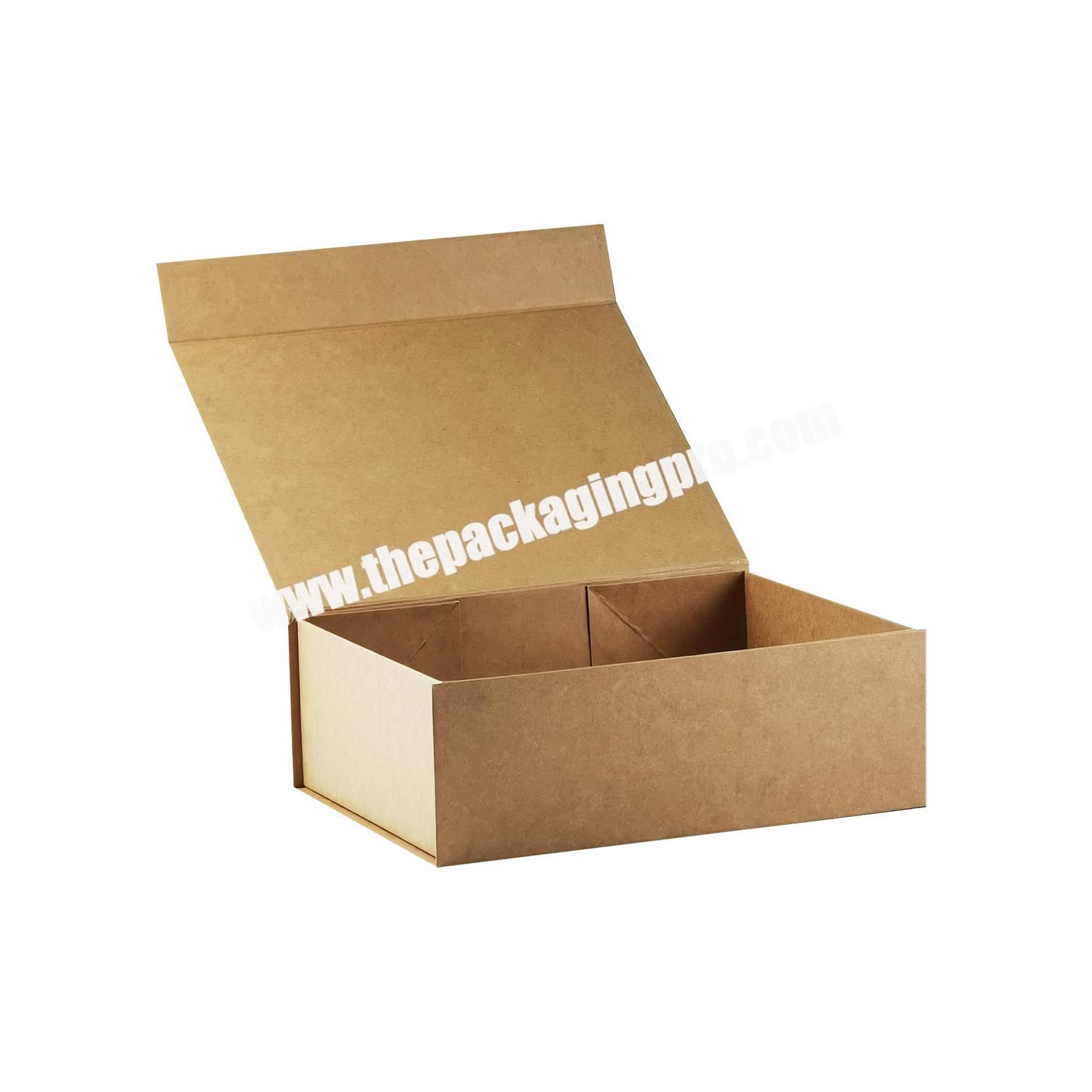 Bespoke natural kraft brown paper packaging gift hamper boxes with magnetic lid