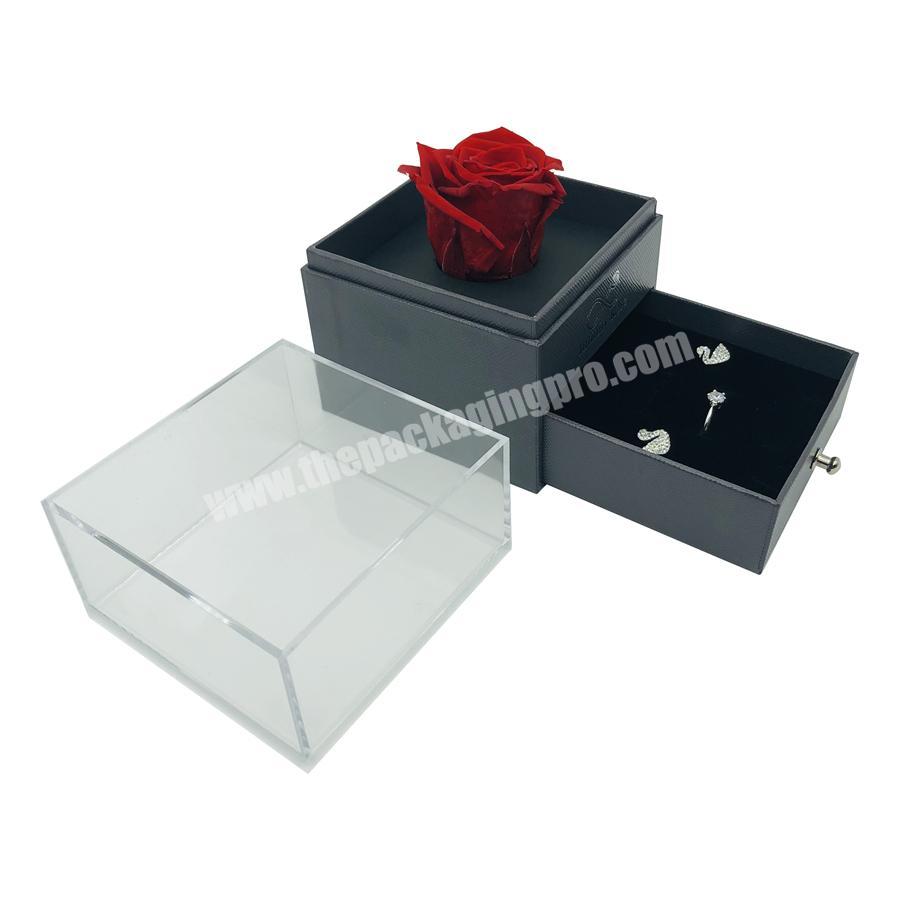 best quality hot sale acrylic flower box with drawer