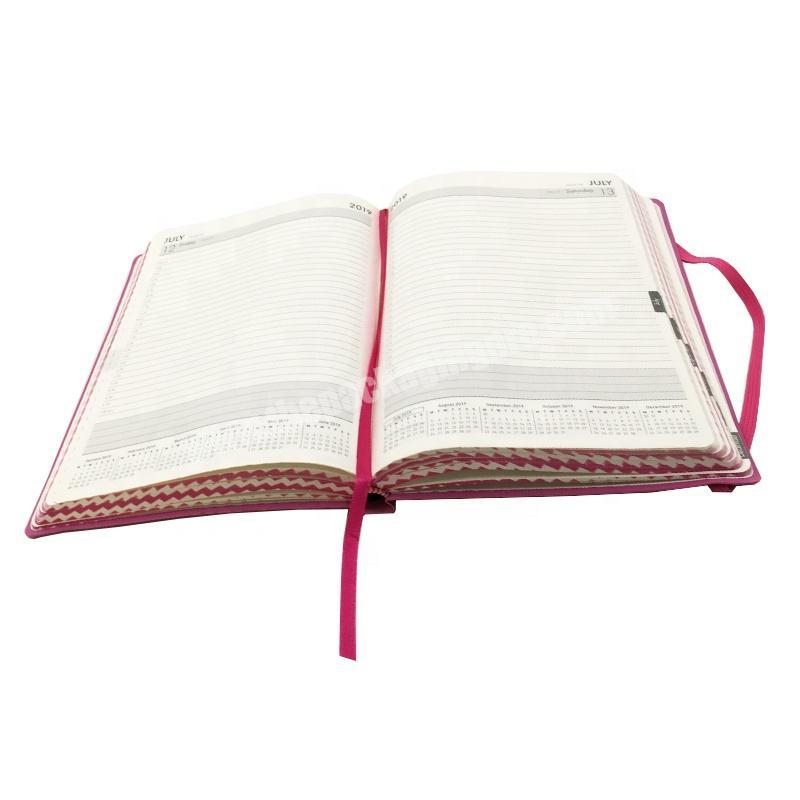 Best Selling  PU Leather Embossed Logo Notebook Soft Cover Edge Printing Diary