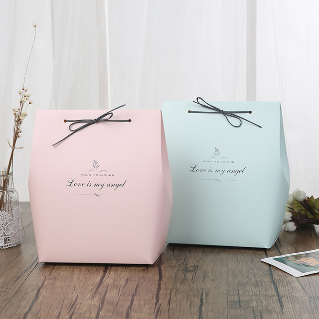 big size 24.5*11.5*18cm 10set pink and light blue Paper Box gift cloth Packaging birthday Christmas Baby Shower Use