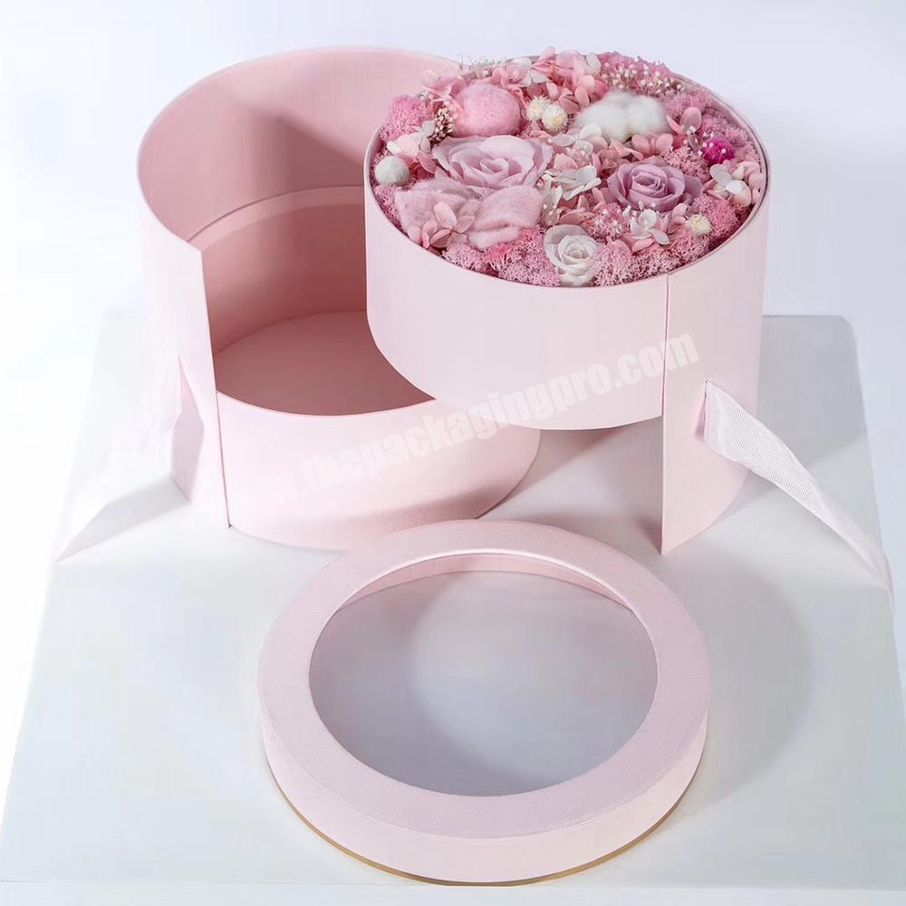 Biodegradable Bouquet Box Square Cajas De Carton.Para Ramo De Flores 2 Layer Round Flower Box