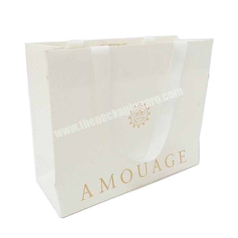 Biodegradable  Custom Printed Your Own Logo Packaging White Brown Kraft Gift Craft Shopping Paper Bag With Ribbon Handles