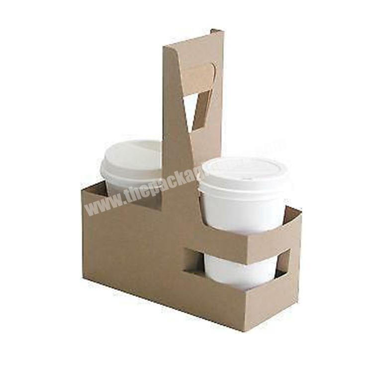 Biodegradable Disposable Paper Drink Juice Coffee Cup Carrier Holder Box With Handle