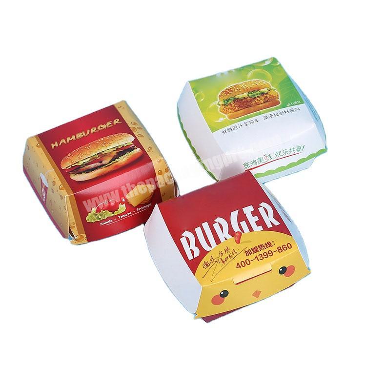 Biodegradable kraft printing custom disposable food grade cardboard paper burger hamburger box