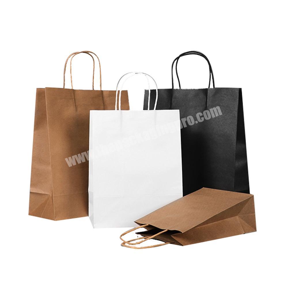 Biodegradable Logo Printed Kraft Paper Shopping Cloth Shoe Bags Packaging Kraft Paper With Handles