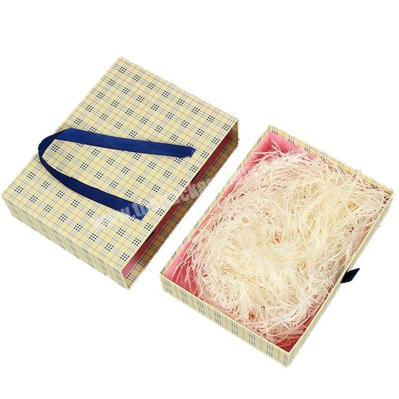 biodegradable recycled colored drawer packaging boxes paper gift box with ribbon