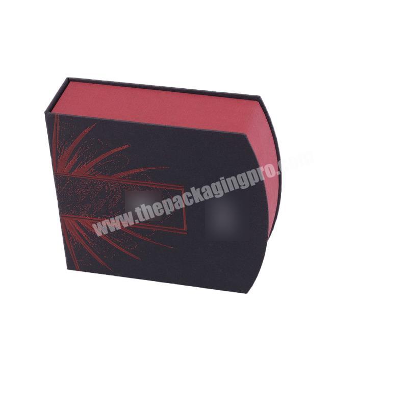 Black and red hard cardboard empty magnetic book shape high quality luxury perfume packaging box