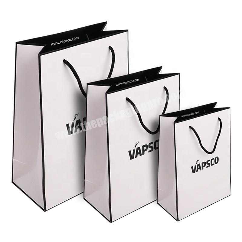 Black and white custom retail paper shopping bag with private logo print