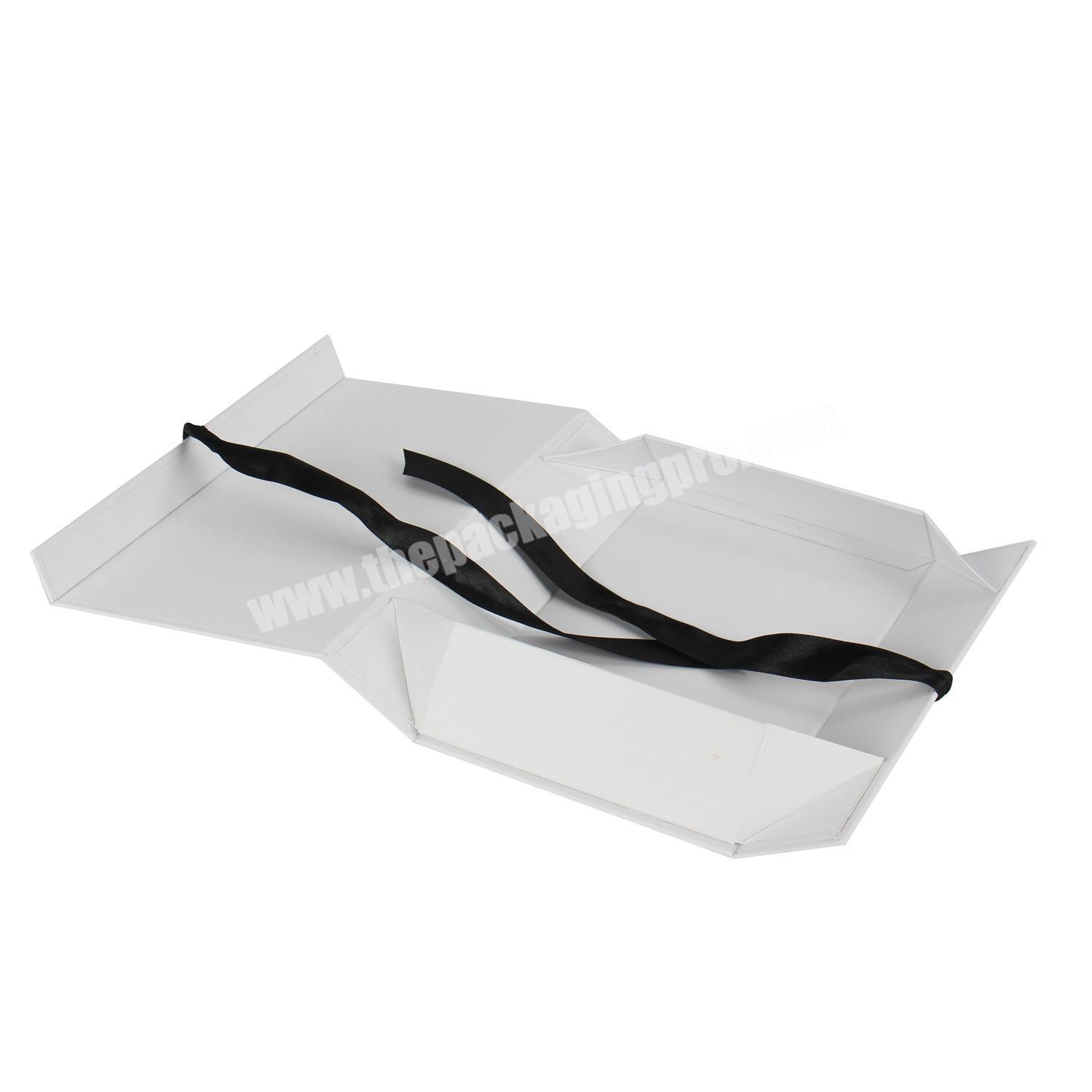 Black and white flat pack clamshell folding paper bikini bra underwear swimwear packaging box with ribbon