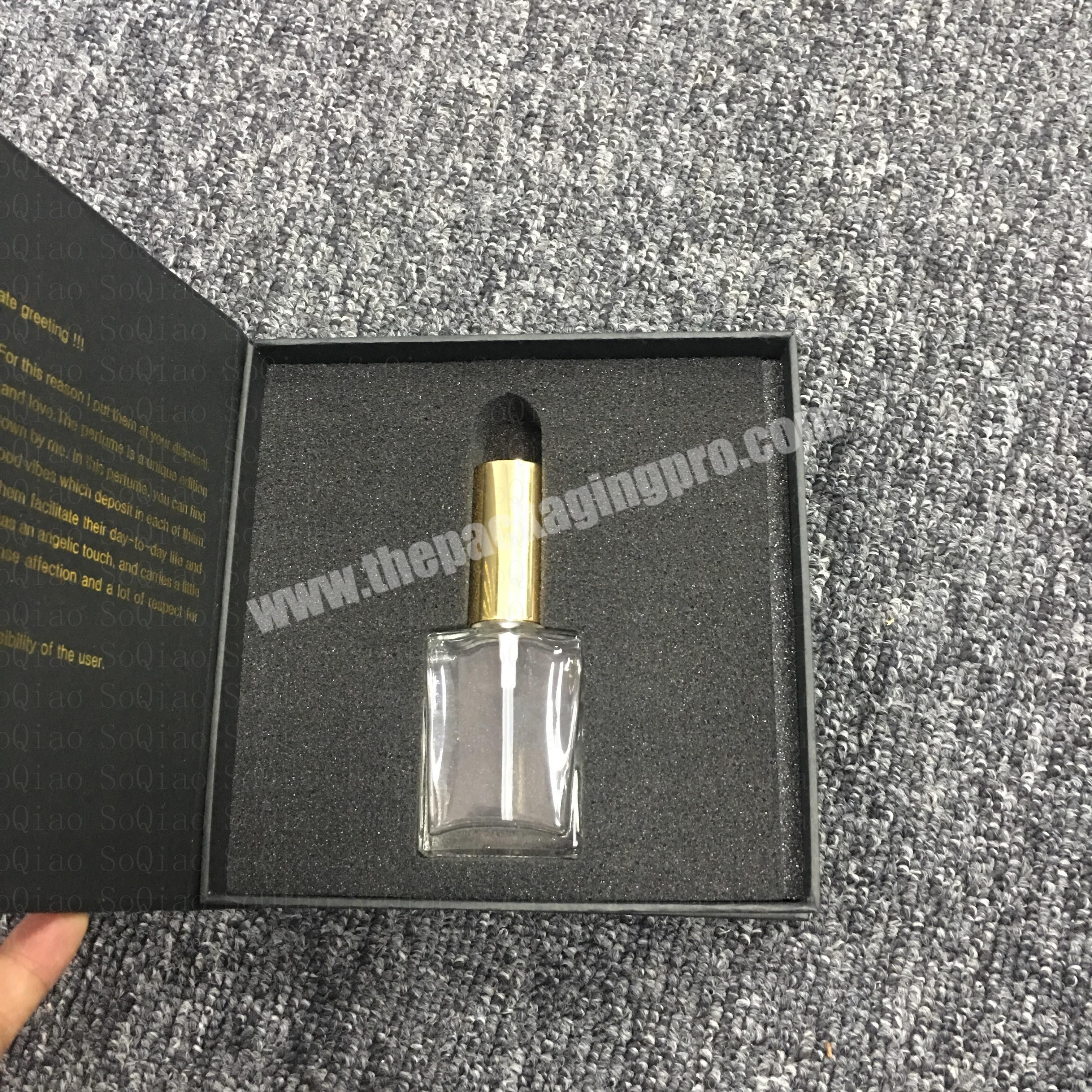 black book shape box with gold stamping and magnetic closure for perfume packaging boxes