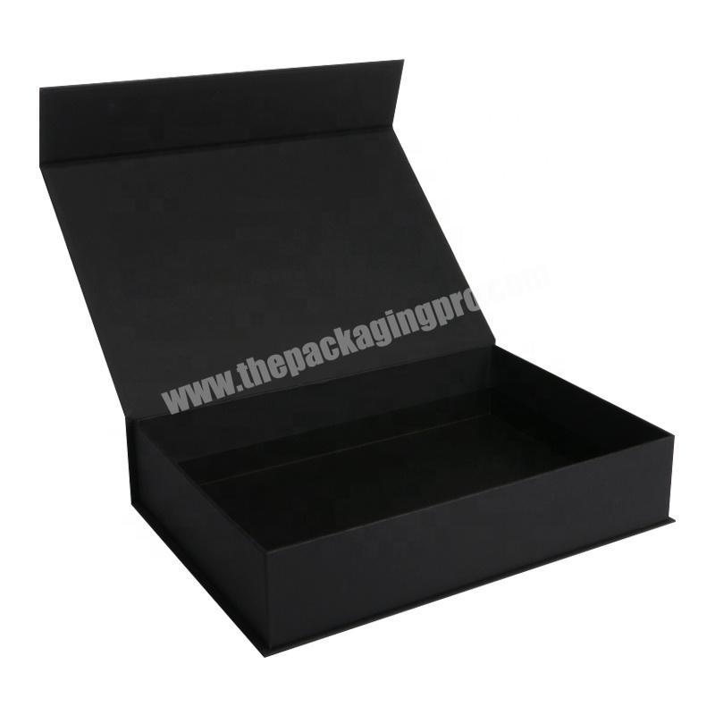 Black cardboard apparel magnetic gift box from guangzhou packing company
