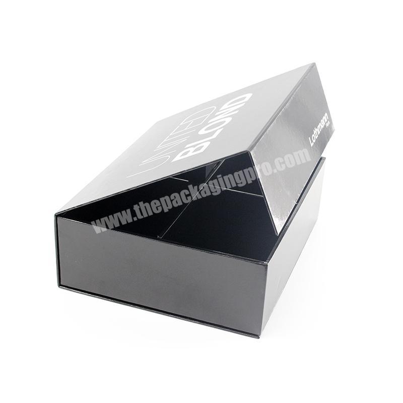 Black cardboard cosmetic packaging magnetic closure flip top gift box ...