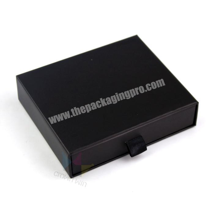 Black Cardboard Matt Lamination Drawer Boxes With Black Ribbon
