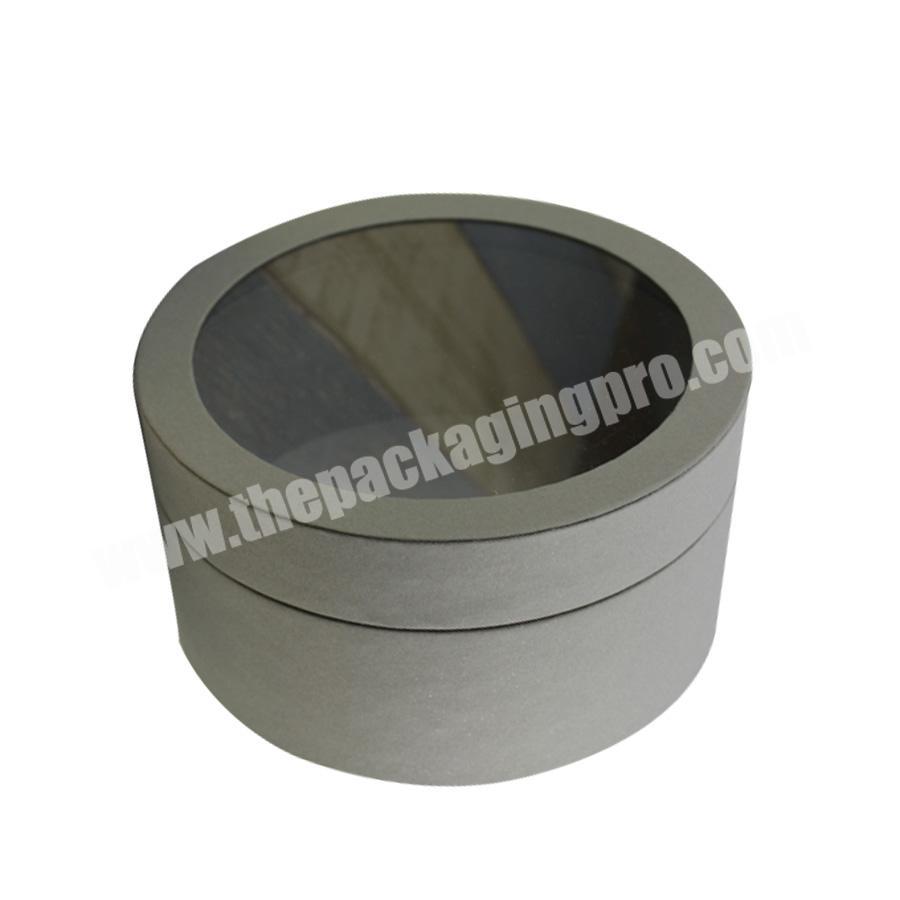 Black cardboard round cylinder gift box with PVC window