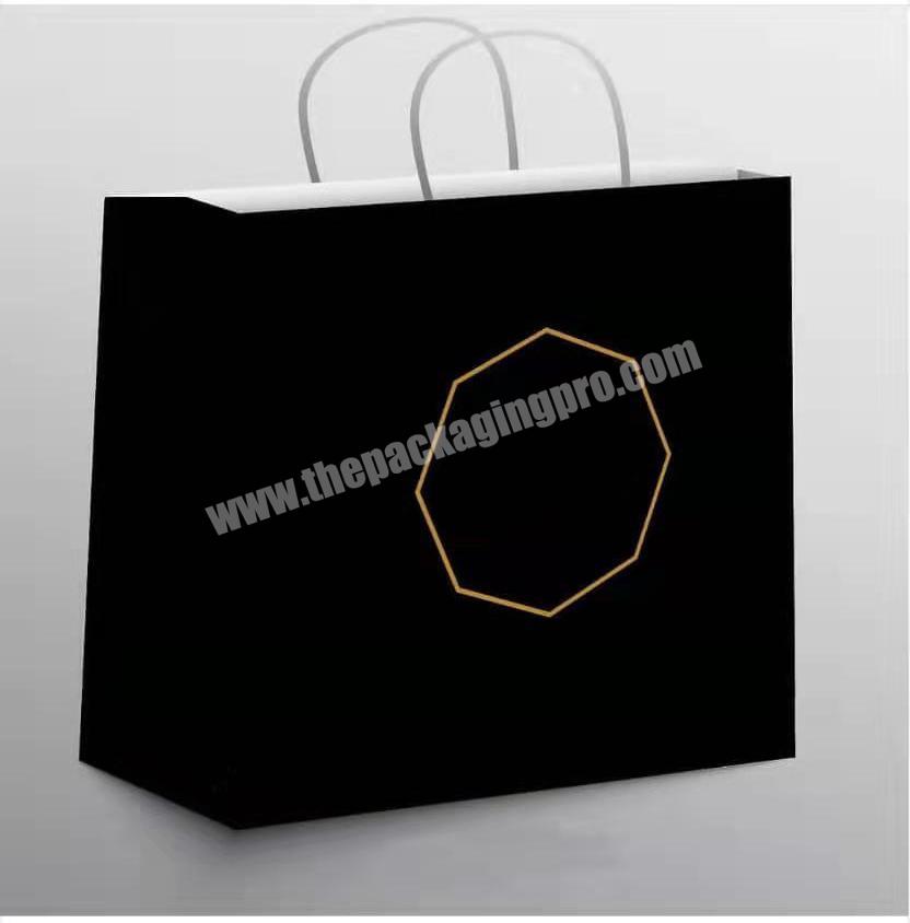 Black colour elegance ladies shopping paper bag recycle apparel kraft packaging bag