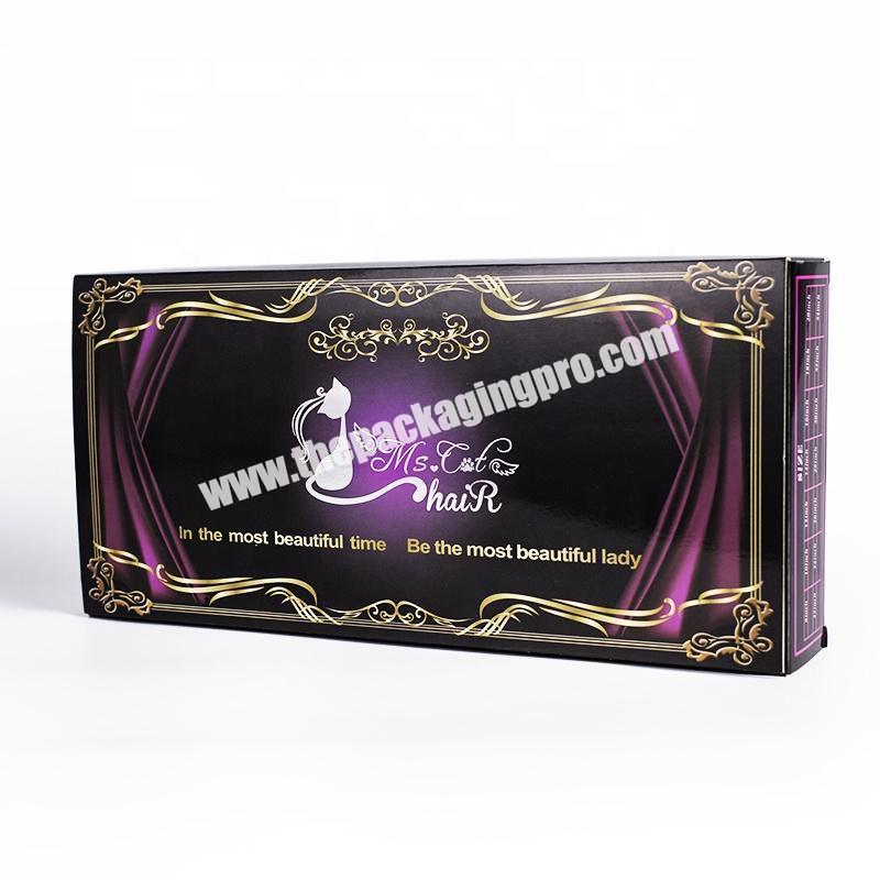 Black custom hair weave bundle extension packaging box with window