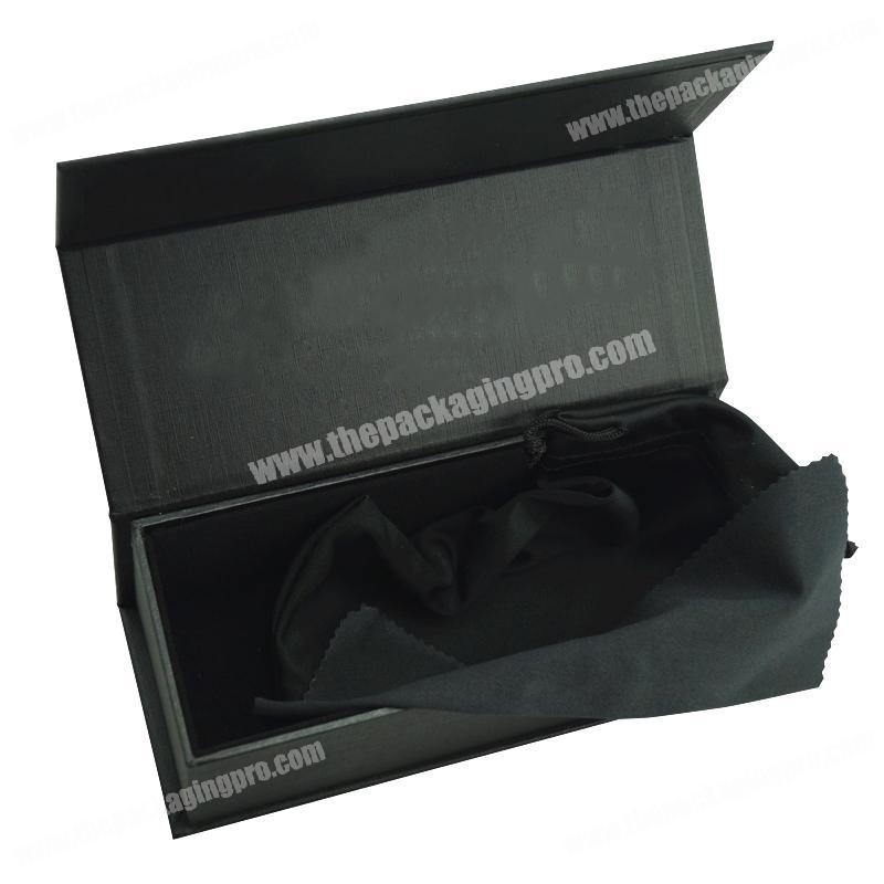 Black Custom Logo Rigid Magnetic closure Cardboard Paper Glasses Packaging Gift Boxes
